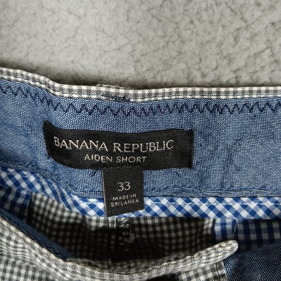 Banana Republic Aiden Shorts Size 33 Black and White Gingham Print 100% Cotton - Picture 4 of 6